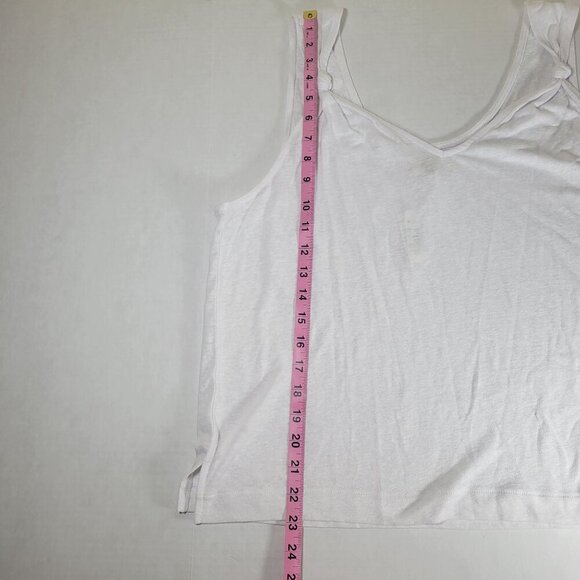 Madewell Women Casual Summery White Linen Blend Knot Strap Tank Top Size XL - Picture 8 of 9